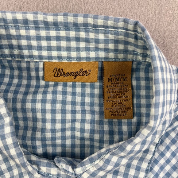 Wrangler Womens Blue Gingham Sleeveless Western Snap Shirt LRW257M Medium - Picture 4 of 4